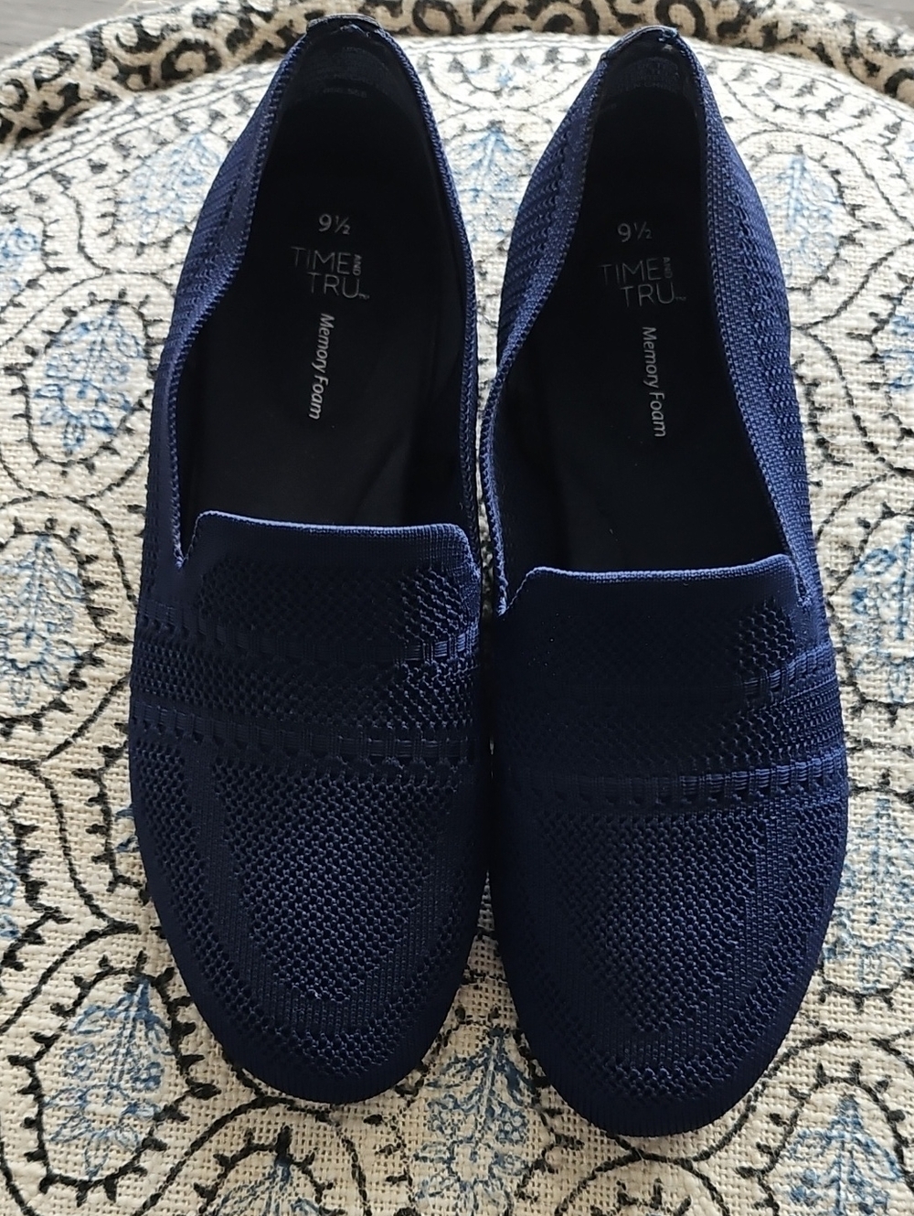 Time and Tru Navy Knit Slip-On Loafers for Men